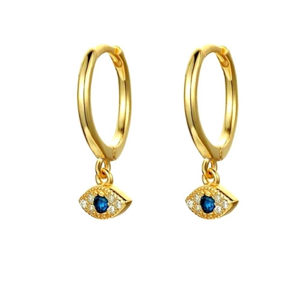 🧿 Blue Stone Evil Eye Huggie Hoop Earrings 🧿 - Picture 8 of 9